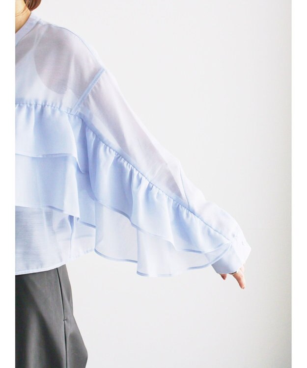 Te chichi シアーフリルティアードブラウス サックスブルー