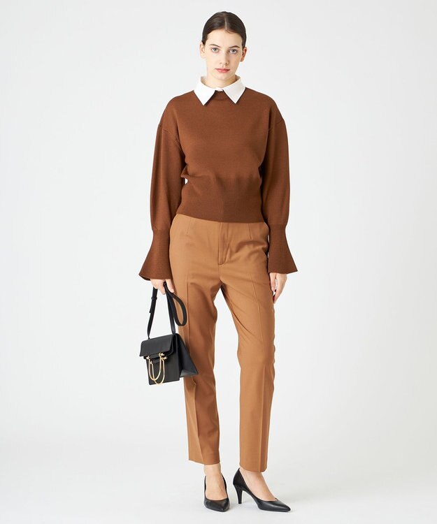 BEIGE， 【WEB限定】AMBRE / シャツカラー付きニット Camel