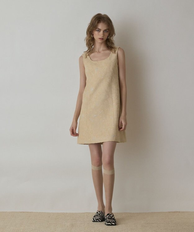 GRACE CONTINENTAL サラサジャガードミニワンピース ベージュ