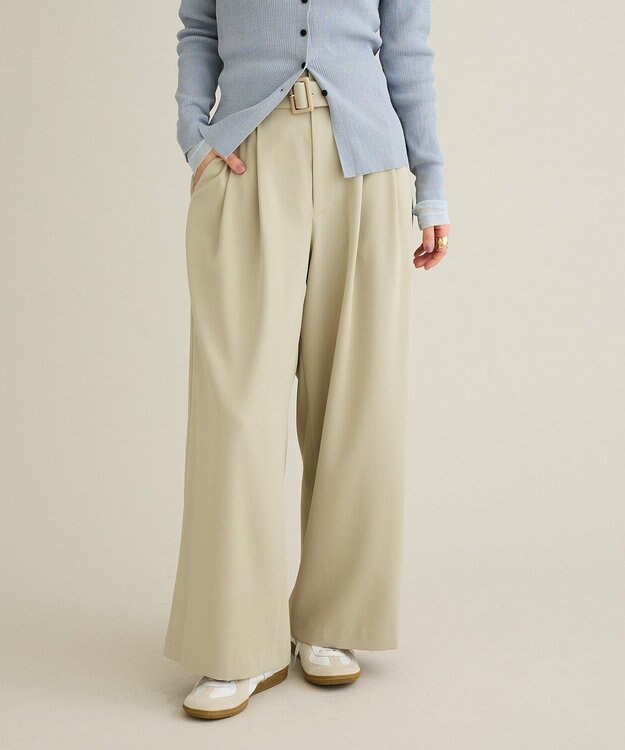 CRAFT STANDARD BOUTIQUE ハイウェストベルトワイドパンツ Light Beige
