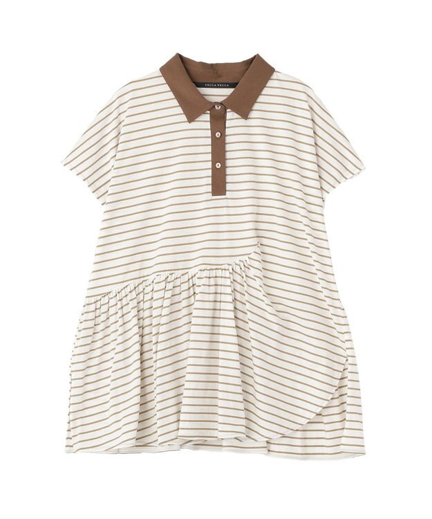 YECCA VECCA アシメボーダーポロシャツ Off White