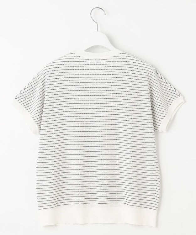 J.PRESS LADIES L 【洗える・抗菌防臭】コットンアセテート ボーダー ドルマン ニット ホワイト系1