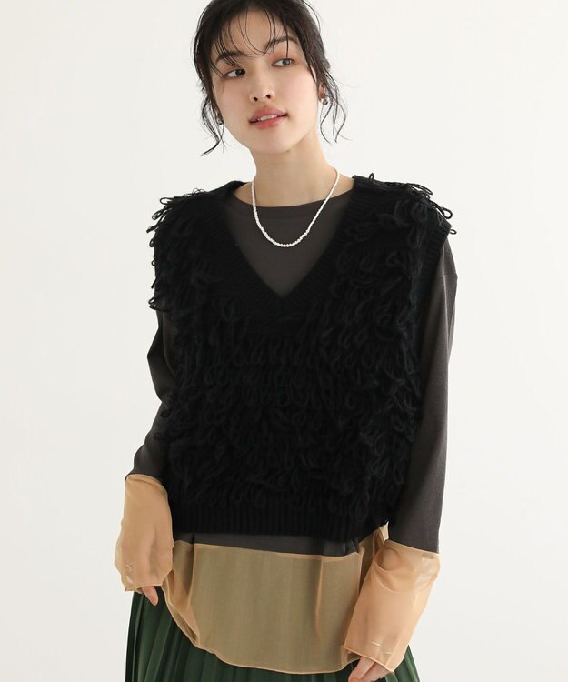 Green Parks ループニットベスト Black