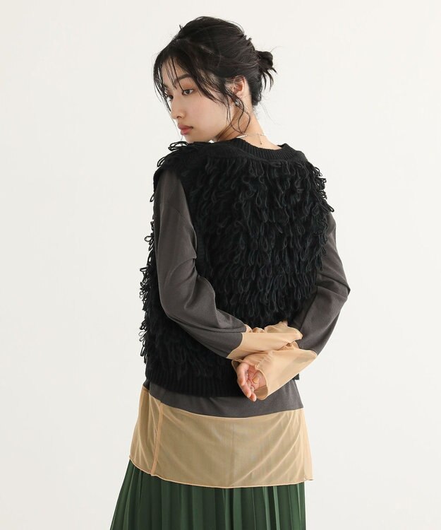 Green Parks ループニットベスト Black