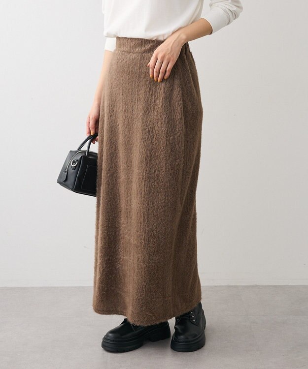 Green Parks 楽ちんシャギーＩラインスカート Brown