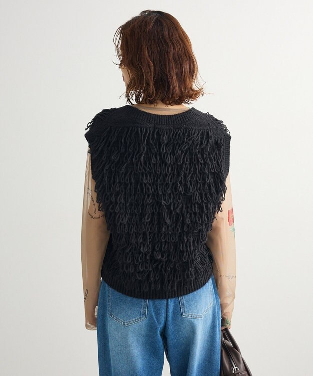 Green Parks ループニットベスト Black