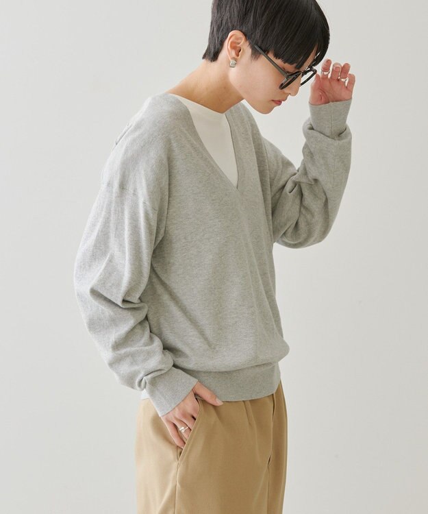 AMERICAN HOLIC Ｖネックニットプルオーバー Light Gray Mixture