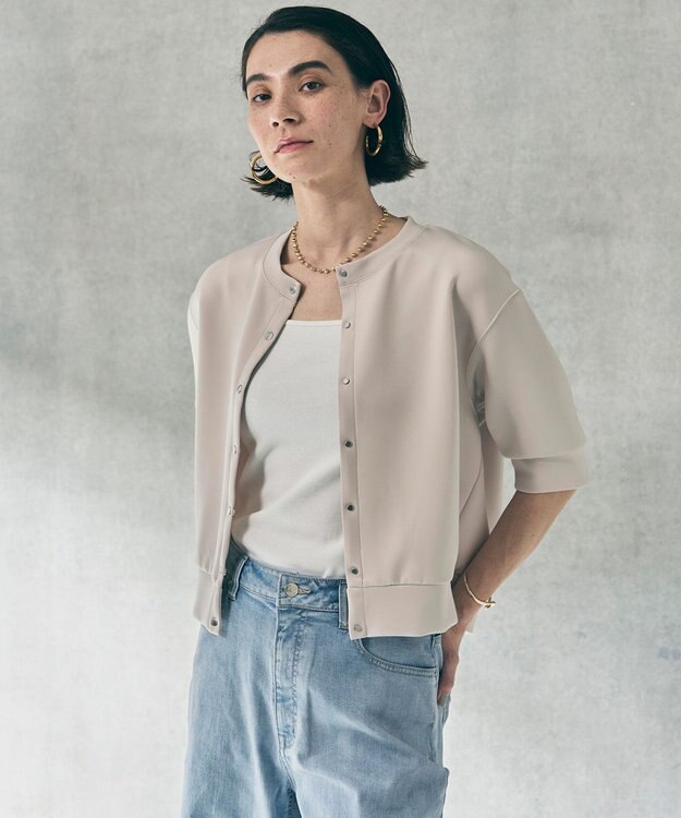 UNFILO BEAUTY FORM JERSEY light スナップカーディガン グレージュ