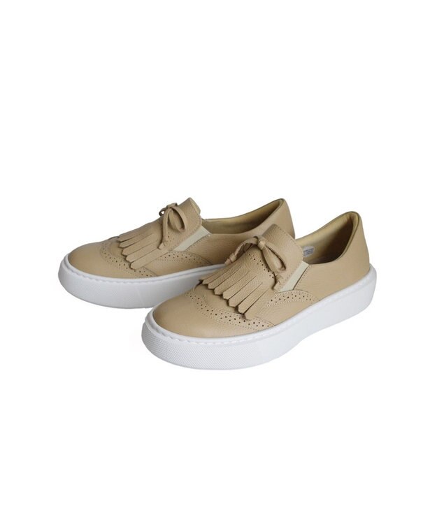 Pointer 日本製 本革タッセルスニーカー ベージュ