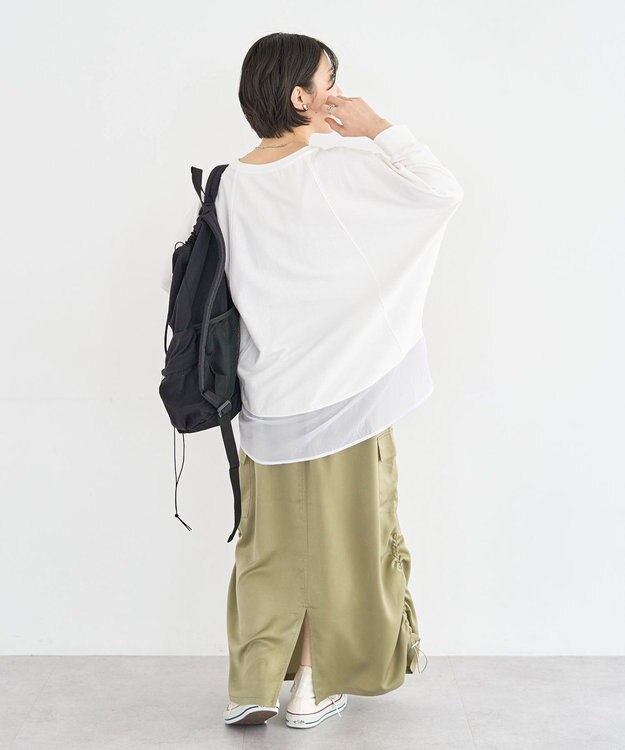 Green Parks 七分袖ドルマン裏毛シアードッキングプルオー Ecru