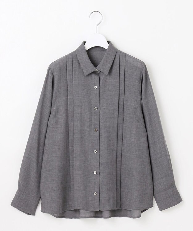 自由区 【SHIHOさん着用】TWハイツイストビエラタックディテール ブラウス TOPグレー