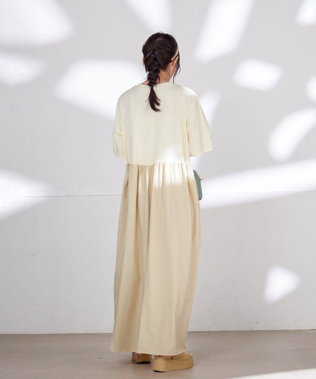 Tiaclasse 【洗える】切替マキシワンピース アイボリー