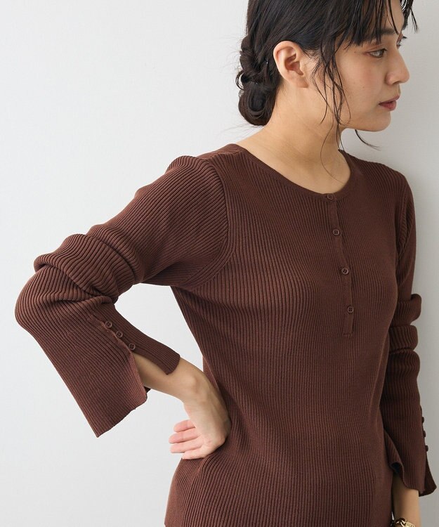 CRAFT STANDARD BOUTIQUE ヘンリーネック袖フレアプルオーバー Brown