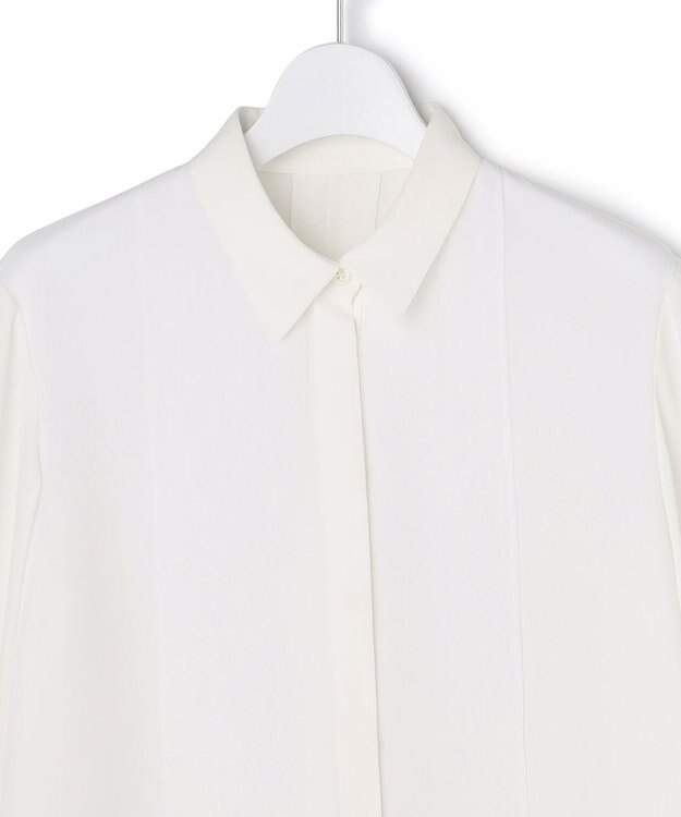 ICB  BackSatinAmunzen  異素材デザイン シャツブラウス オフホワイト