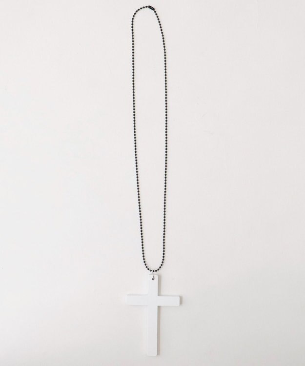 WEGO Lウッドクロスネックレス ホワイト