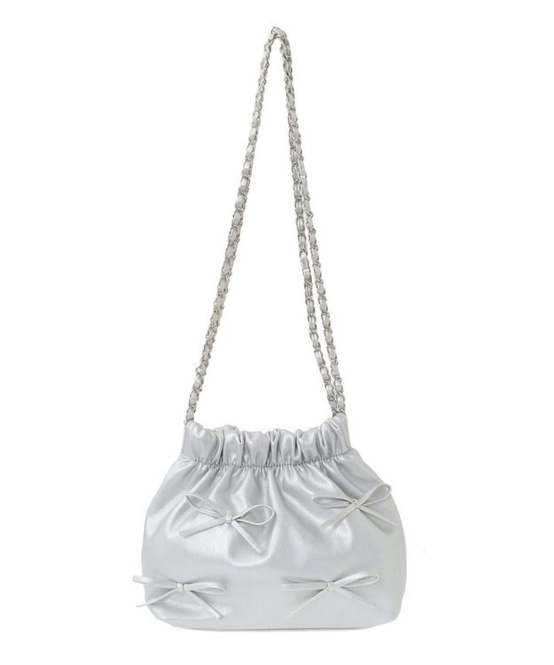 Green Parks ・ＱＵＯＮ　リボンチェーン巾着 Silver