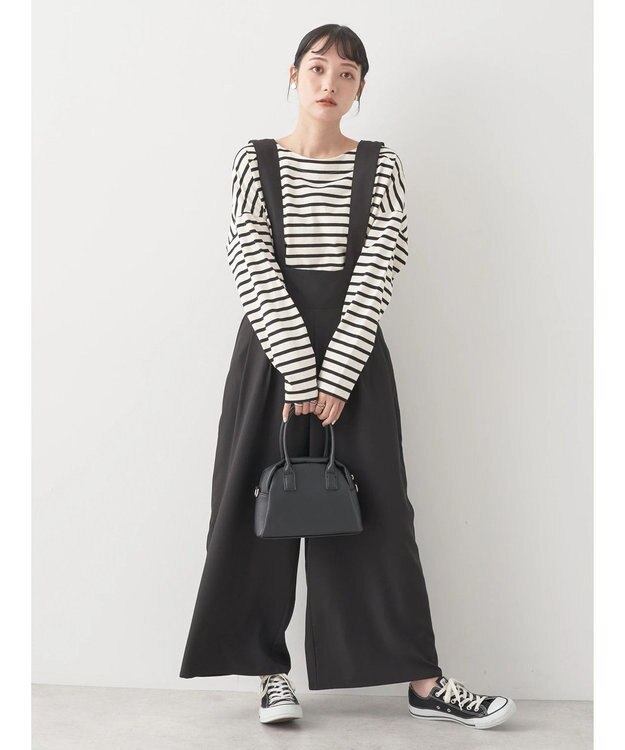 earth music&ecology バック釦ボーダーチュニック Ivory