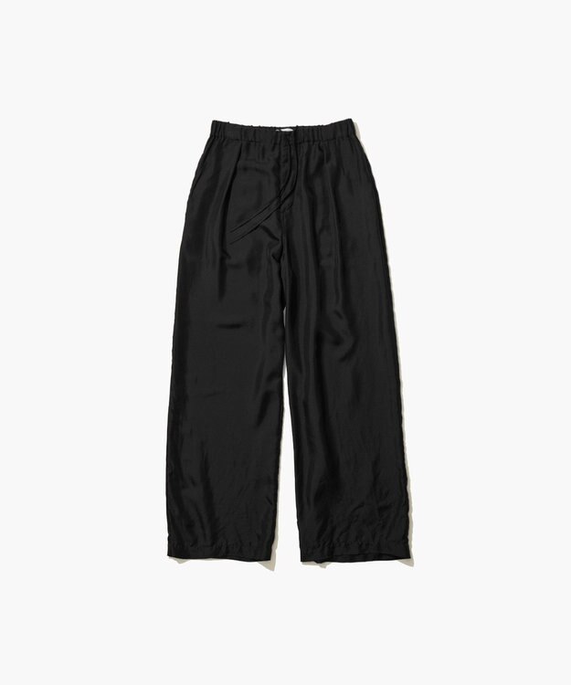 ATON NATURAL DYED SILK TWILL | イージーワイドパンツ BLACK