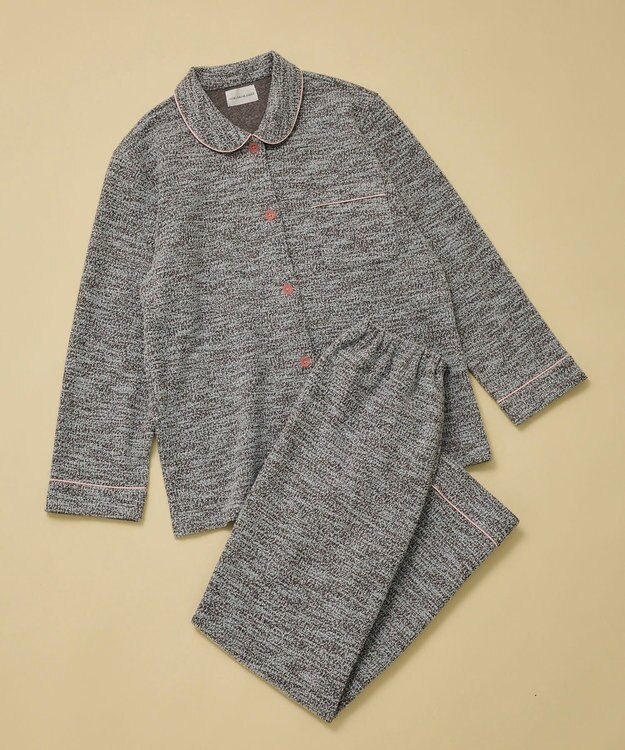 une nana cool 【綿混】カジュアルスラブツィード 長袖開襟パジャマ