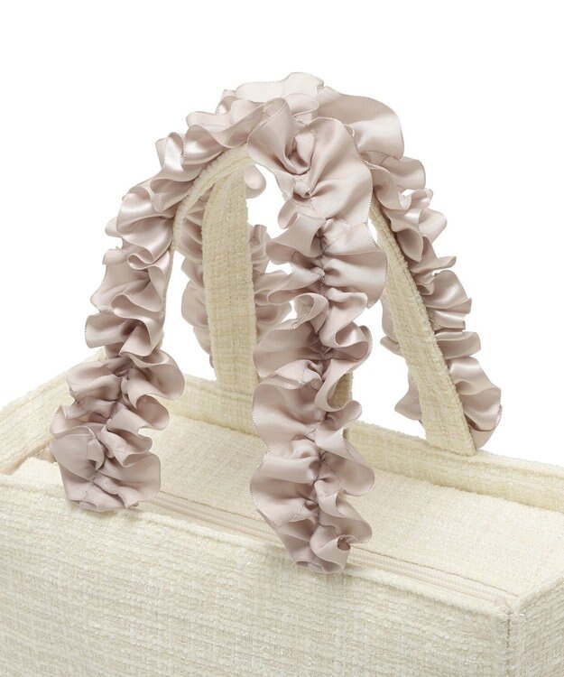 Maison de FLEUR ツイードフリルハンドルスクエアトートバッグ Ivory
