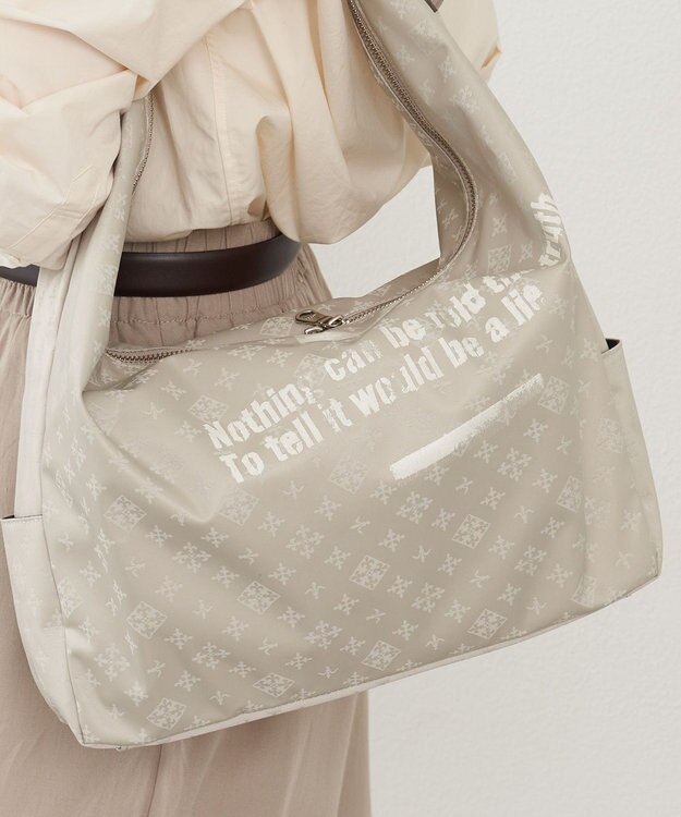 russet ステンシル風プリント ナイロン2WAYショルダーバッグ(SF-271) Ecru