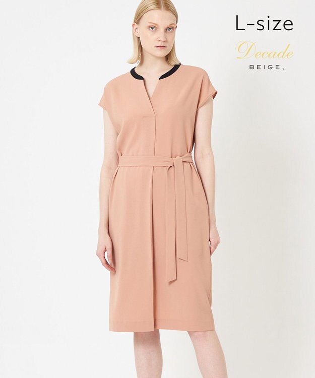 BEIGE， 【L-size】CINDY / Vネックワンピース D.Nude×Black