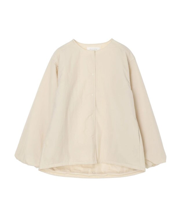 Green Parks ライト中わたノーカラーブルゾン Ecru