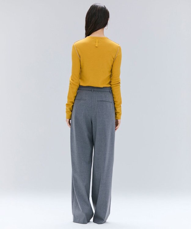 BEIGE， 【洗える・GISELe 10月号掲載】FORD / ウール配色メローヘンリーネックカットソー Mustard