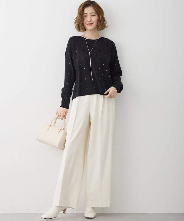 23区 L 【WEB＆一部店舗限定カラーあり/滝沢眞規子さん着用】クリスタルホットフィット ニット ブラック系