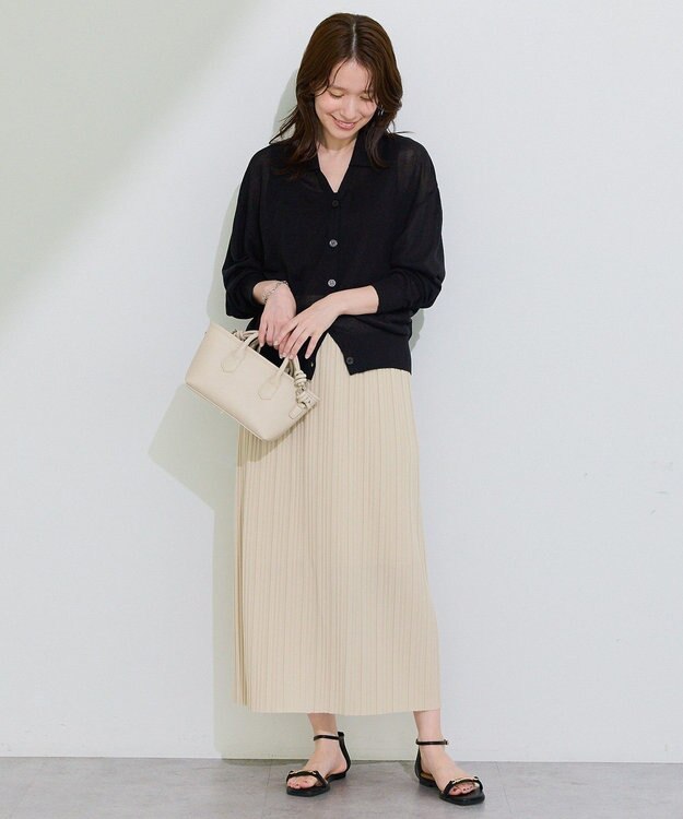 Green Parks 衿付きニットカーディガン Black