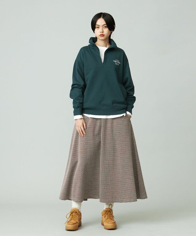 J.PRESS YORK STREET 【UNISEX】ワンポイントロゴ刺繍ハーフジッププルオーバー グリーン系