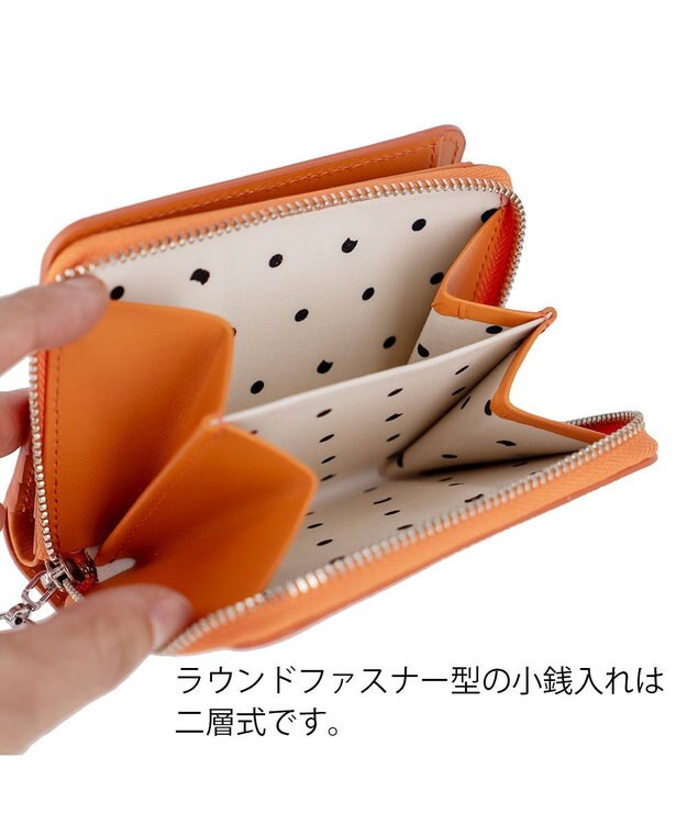 tsumori chisato CARRY ラックスtcネーム ラウンドファスナー 2つ折り財布 オレンジ