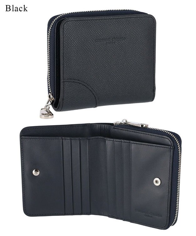 tsumori chisato CARRY ラックスtcネーム ラウンドファスナー 2つ折り財布 ブラック