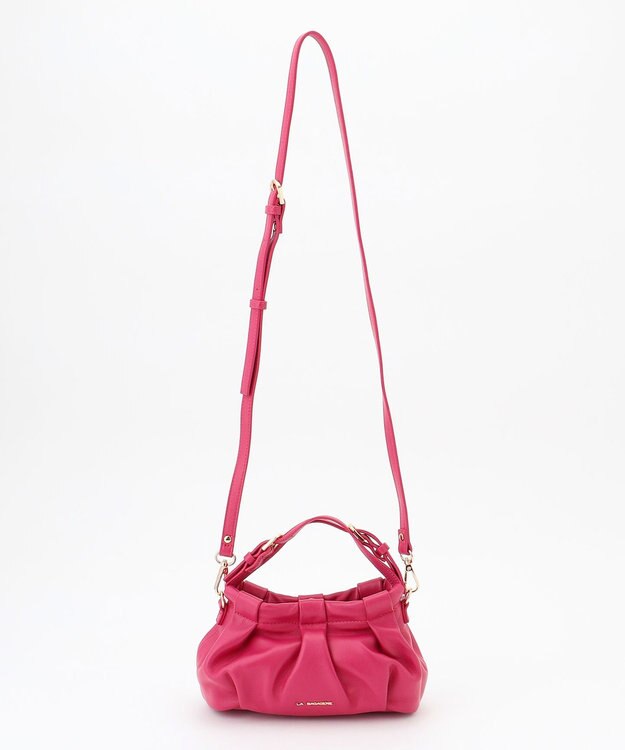 LA BAGAGERIE シープレザー　ギャザーミニマムバッグ ピンク