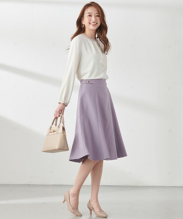 ANY SIS 【洗える】サイドバックルライト スカート ラベンダー