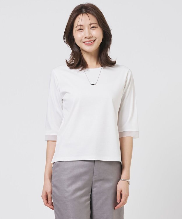 J.PRESS LADIES S スムースジャージー カットソー ホワイト系