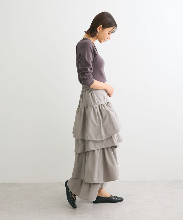Green Parks ・ＥＬＥＮＣＡＲＥ　ＤＵＥ　ランダムティアードスカート Gray Beige