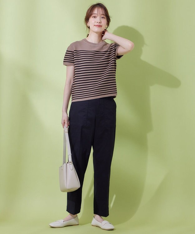 ANY 【ウエストゴム/ストレッチ】スタイリッシュベイカーパンツ ブラック