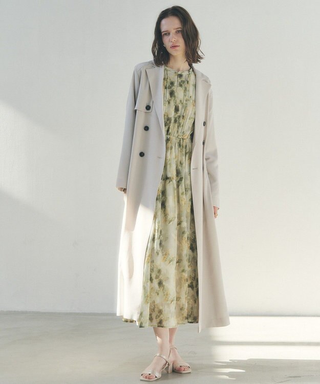 YECCA VECCA 【UVカット/花粉ガード】素材MIXトレンチコート Gray Beige