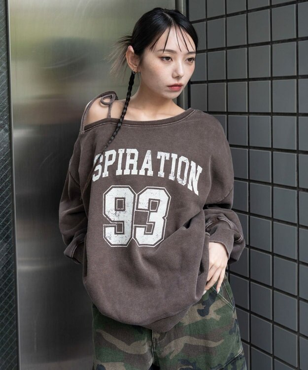 WEGO 【25年秋冬新作】2WAYグラフィックワンショルBIGスウェット 柄8