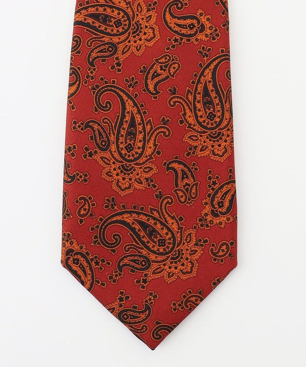 J.PRESS MEN オーバーダイペイズリーハンドプリント ネクタイ レッド系6