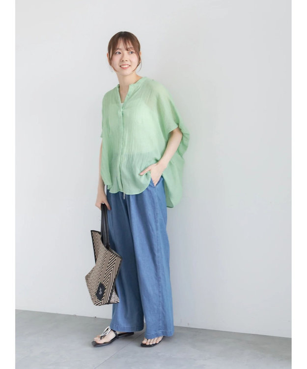 Te chichi 【7色展開】シャンブレーボイルドルマンシャツ グリーン