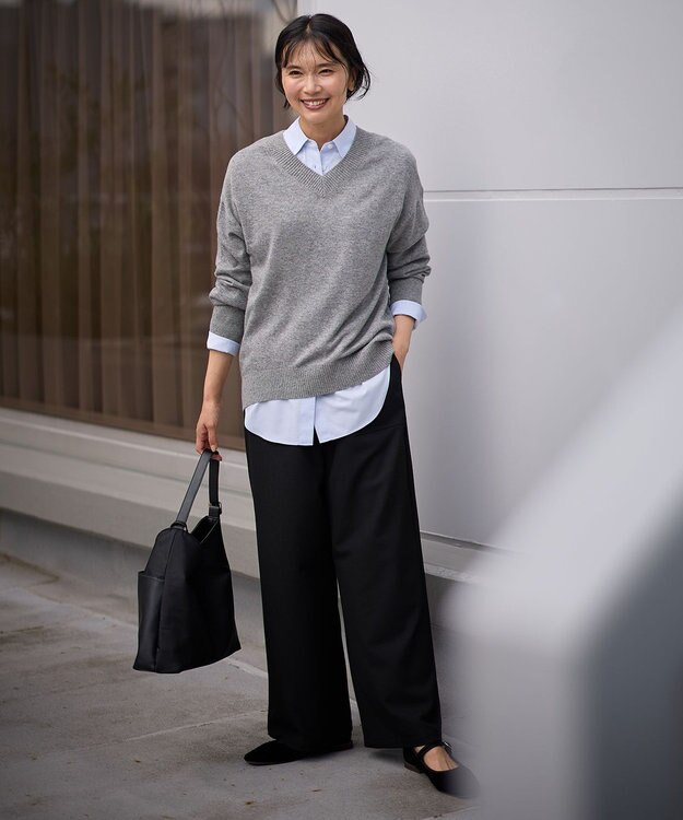 ANY 【2WAYストレッチ/ウエストゴム/裏起毛】シークレットウォームベイカーパンツ ブラック