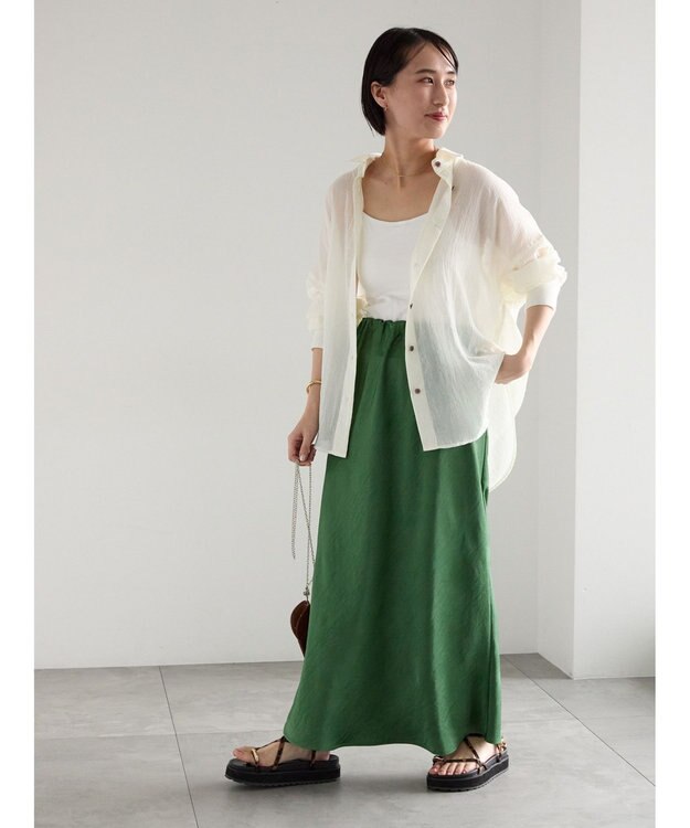 Te chichi バイアスサテンスカート グリーン