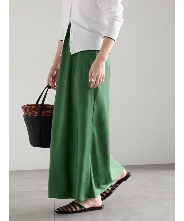 Te chichi バイアスサテンスカート グリーン