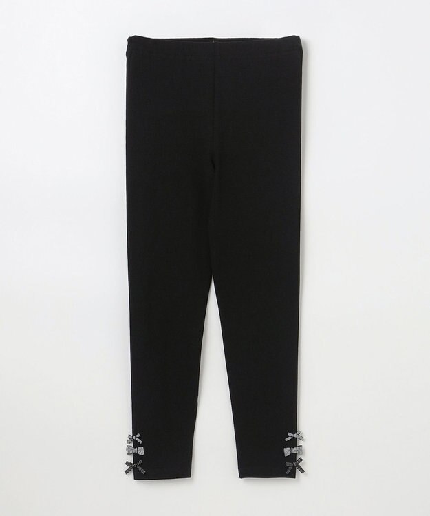 ANY KIDS 裾リボン 無地レギンス ブラック