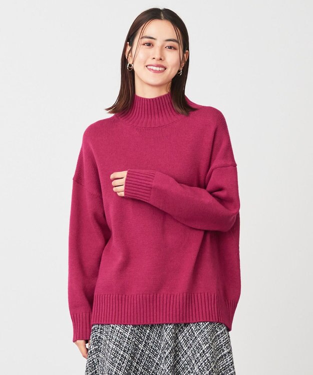 ANY ラムウールバックテイルニット マゼンタ