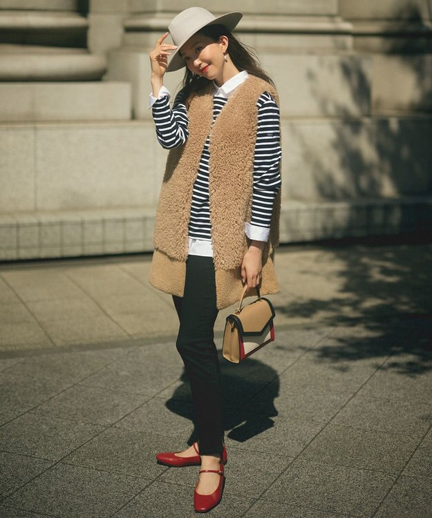 23区 【洗える】Armor-lux スムース ボーダー カットソー ネイビー×オフボーダー