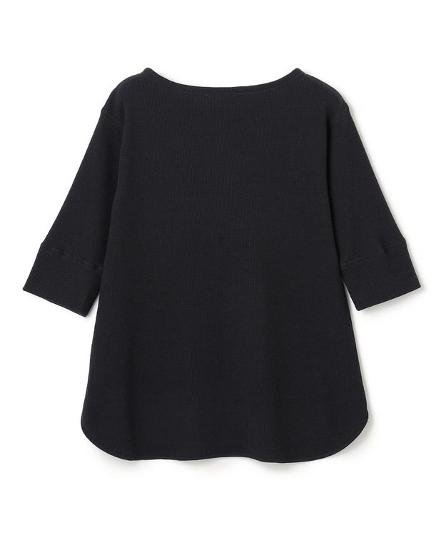 BEIGE， 【洗える】GLOBE / コットンリブ7分袖カットソー Black