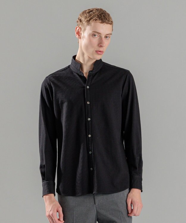 JOSEPH HOMME コンフォートクリアギンガム　ウイングカラーシャツ ブラック系